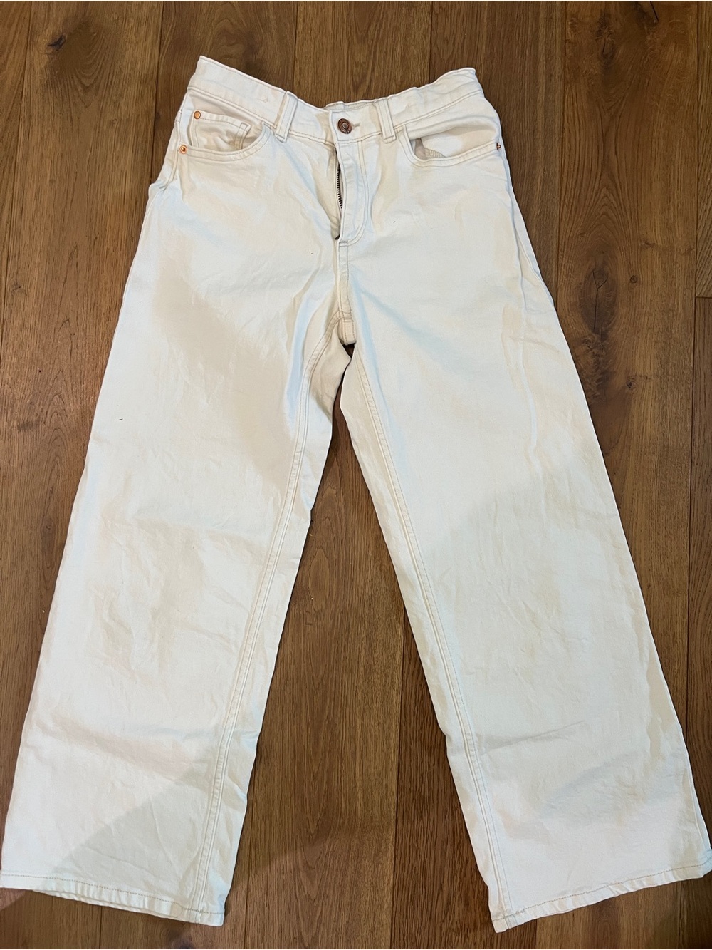 H&M Men's Off-White Relaxed Straight Jeans